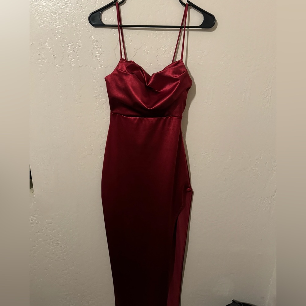 Windsor Slit Satin Red Dress